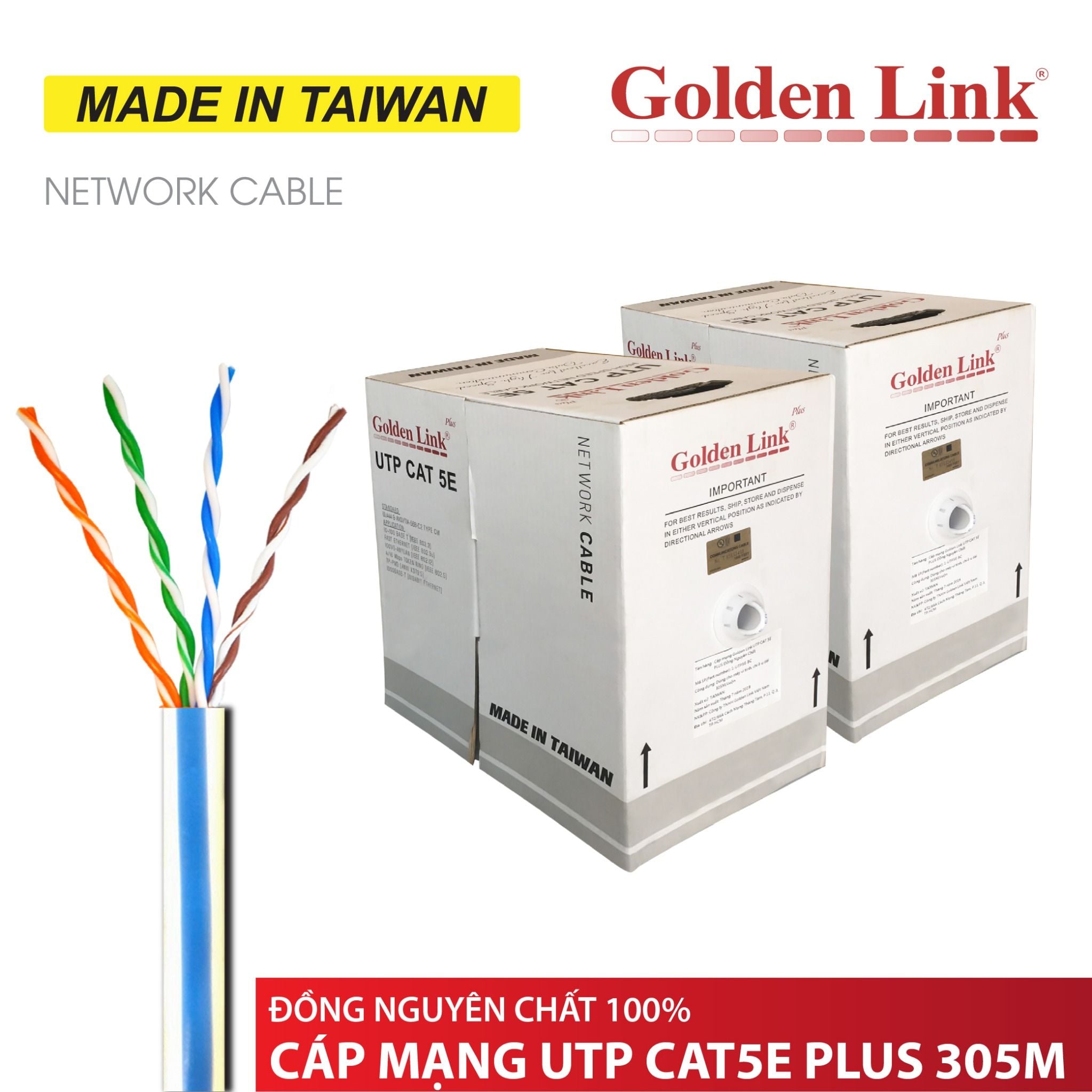 CABLE MẠNG (305M) 5E GOLDEN LINK (Màu Trắng)